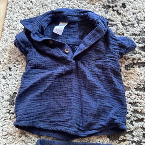 Baby Boy CARTER’S navy Blue 2 Piece S/S Polo Shirt Short Outfit Set Sz 3 Month - Picture 3 of 6
